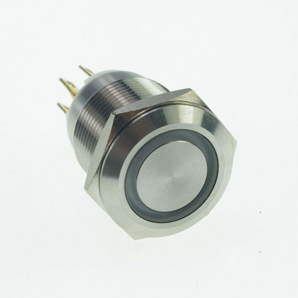 19mm Stainless Steel ring illuminated Momentory Push Button Switch  1NO 1NC