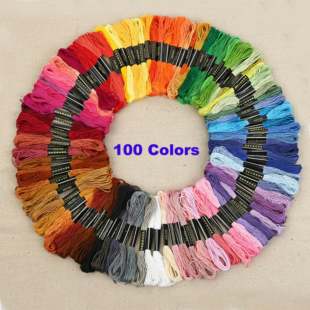 100 Colors Embroidery Thread Hand Cross Stitch Floss Sewing Skeins Craft @