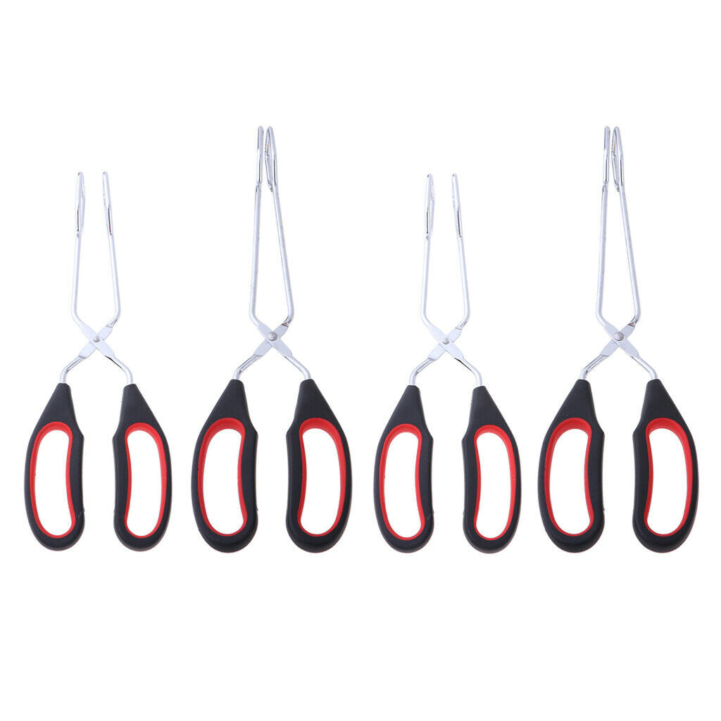 4 Pieces Stainless Scissor Kitchen Tong Cooking Food Bread Silicone Handle