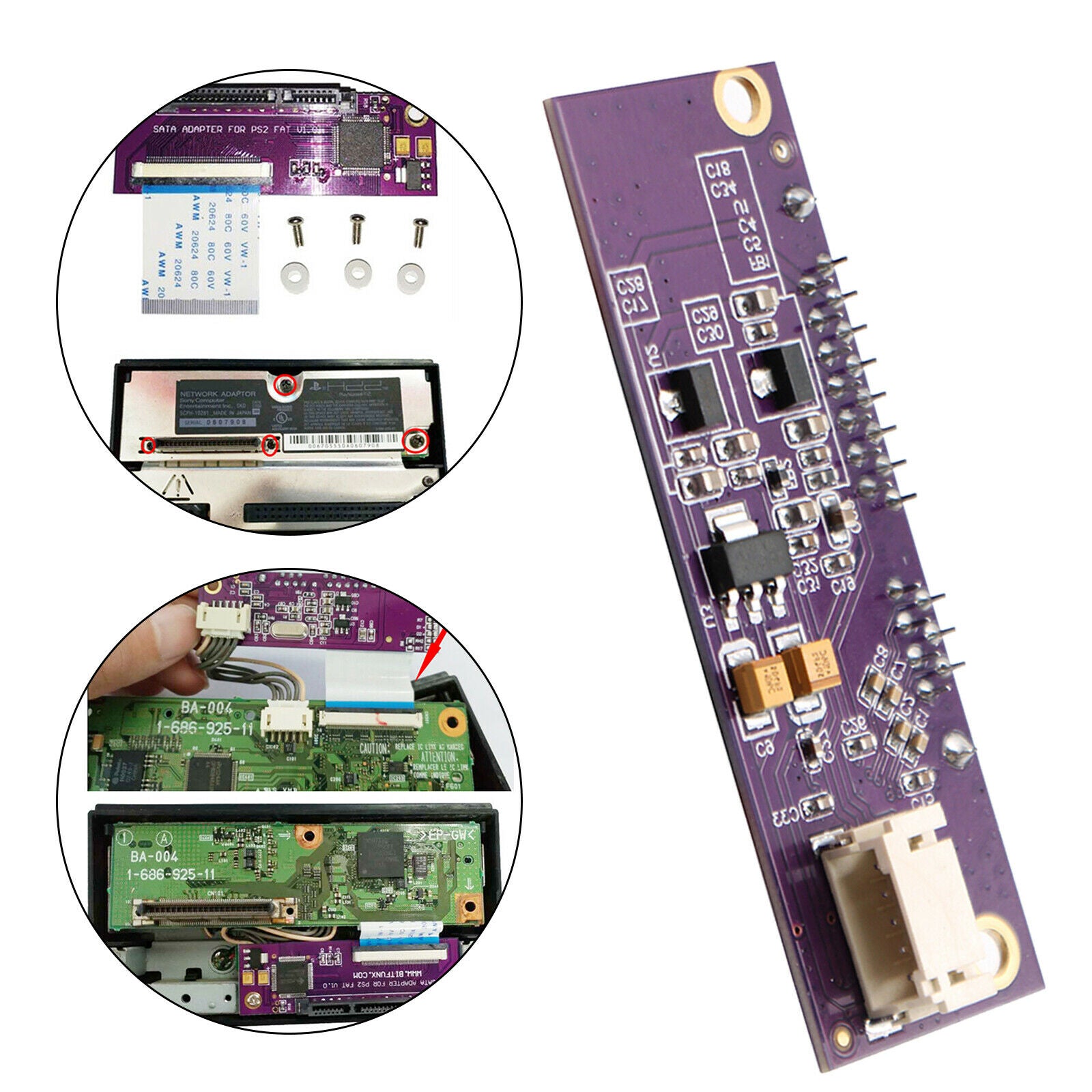 Upgrade SATA Adapter PCB Adaptor Board Converter Kit for PS2 Accessories
