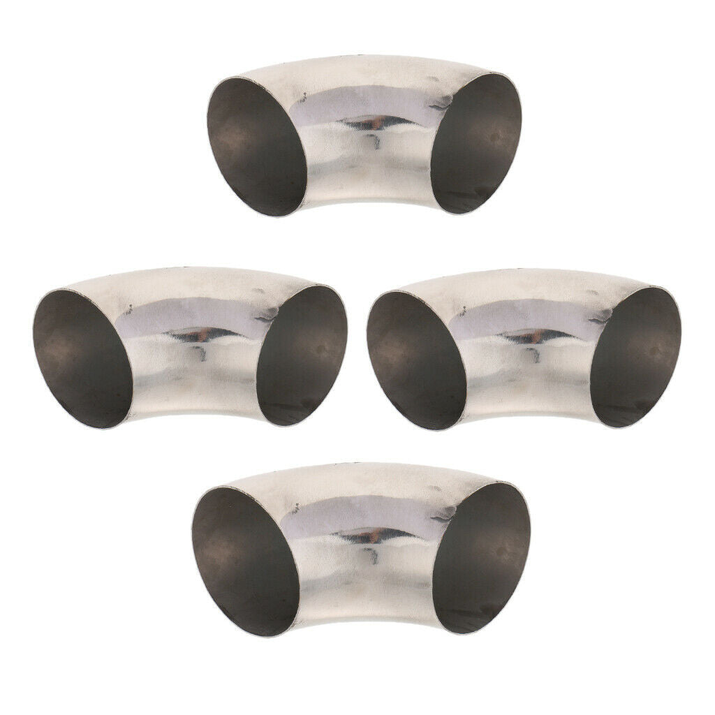 4x Car Auto 201 Stainless Steel 2.5inch 90 Deg Weld-On Exhaust Pipe Tube
