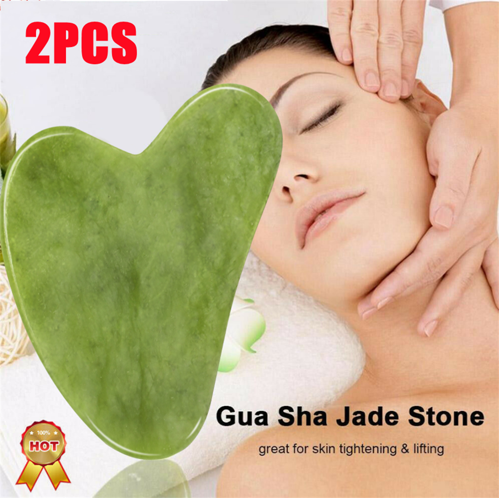 2xNatural Guasha Facial Jade Face Body Gua Sha Board Massager Care Scraper Board