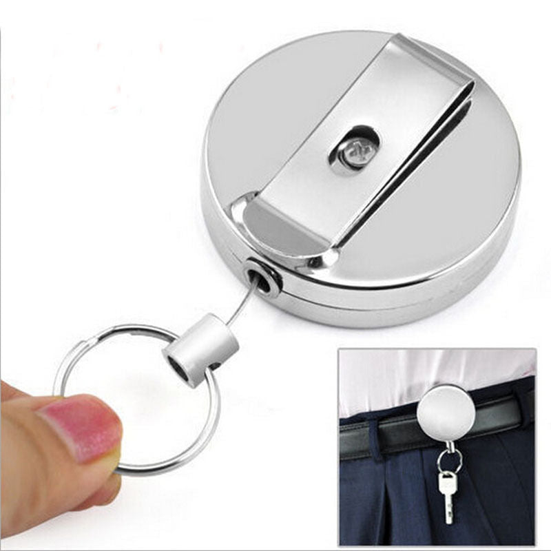 1 Pc Full Metal Keychain Stainless Steel Retractable Key Recoil Pull Chain A XC
