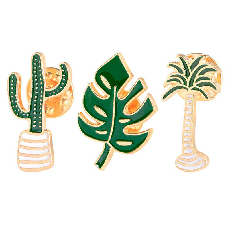 3PCS Enamel Plant Potted Cactus Collar Brooch Pin Badge Clothing Cartoon P.l8