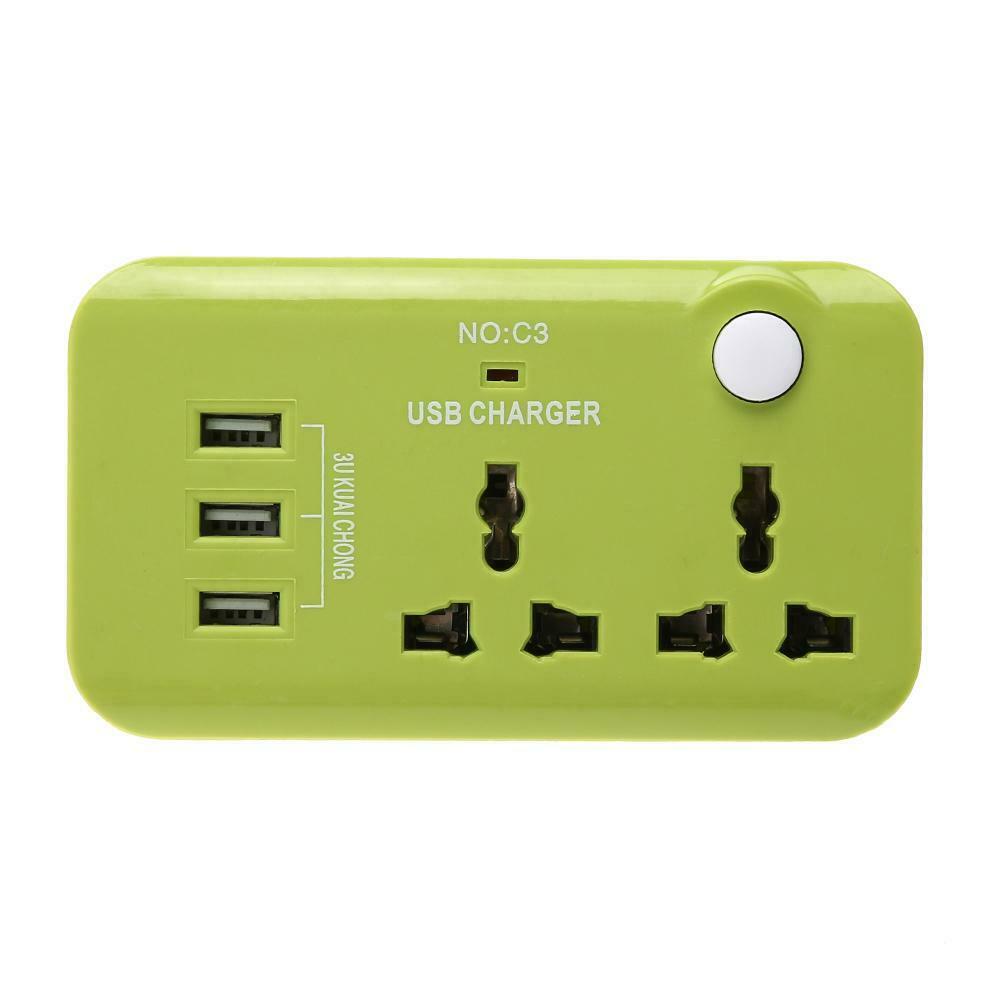 5V 10A UK Plug 3 USB Port Quick Charging Hub Charger Dock Power Strip @