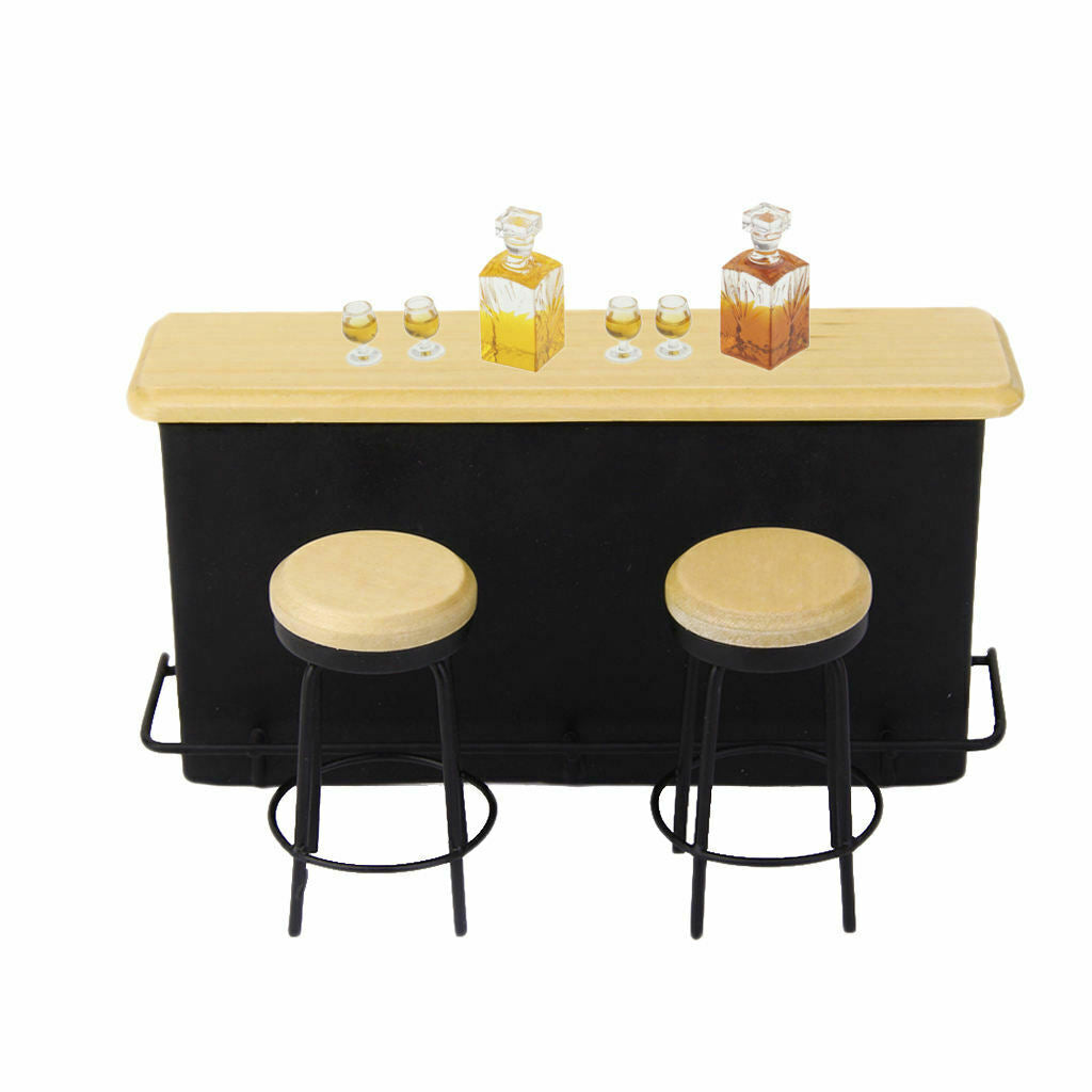 1/12 Scale Mini Cabinet Counter Liquor Wine Bottle Drinking Cup Accessories