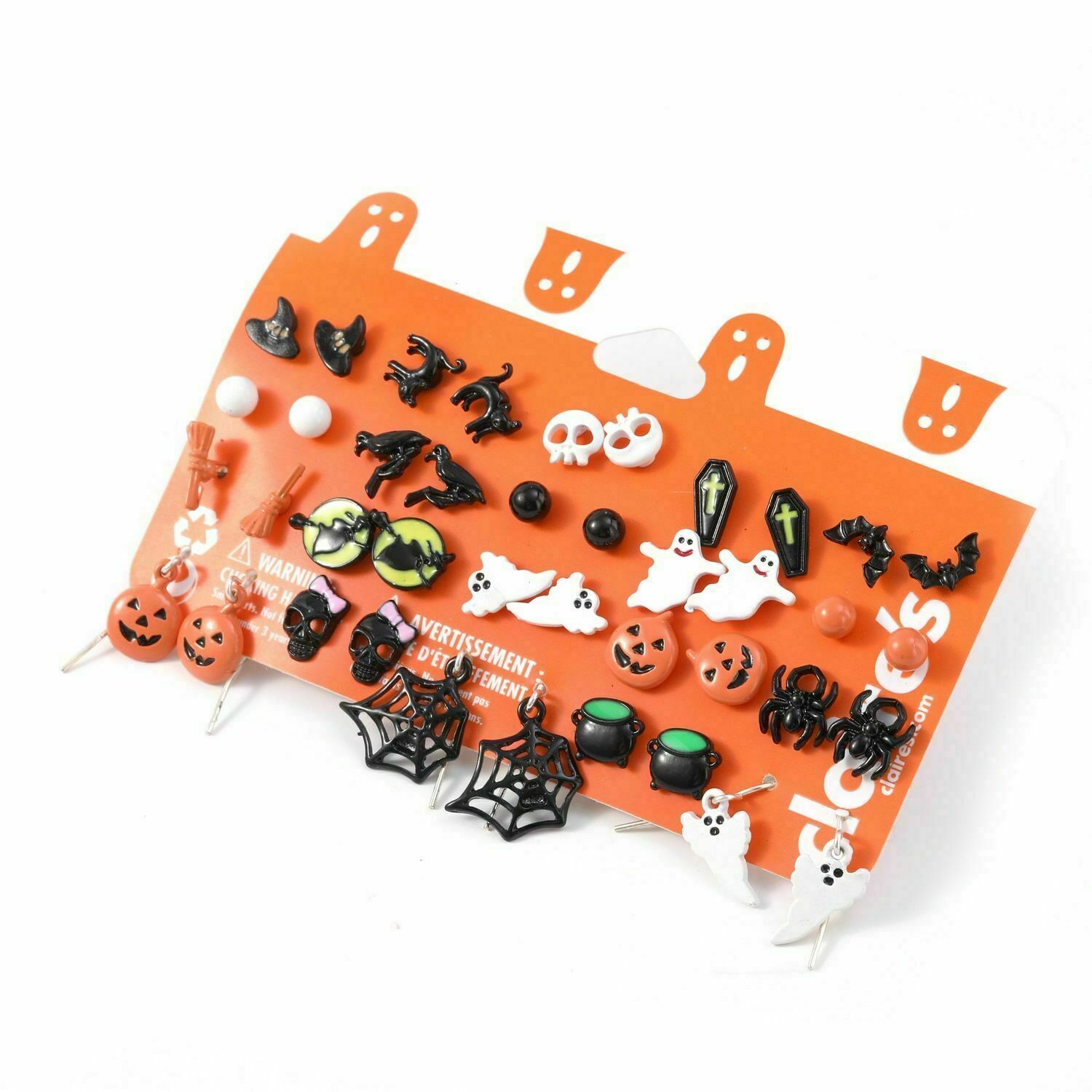 20 Pairs Women Girl Bat Pumpkin Lamp Spider Halloween Christmas Stud Earring Set