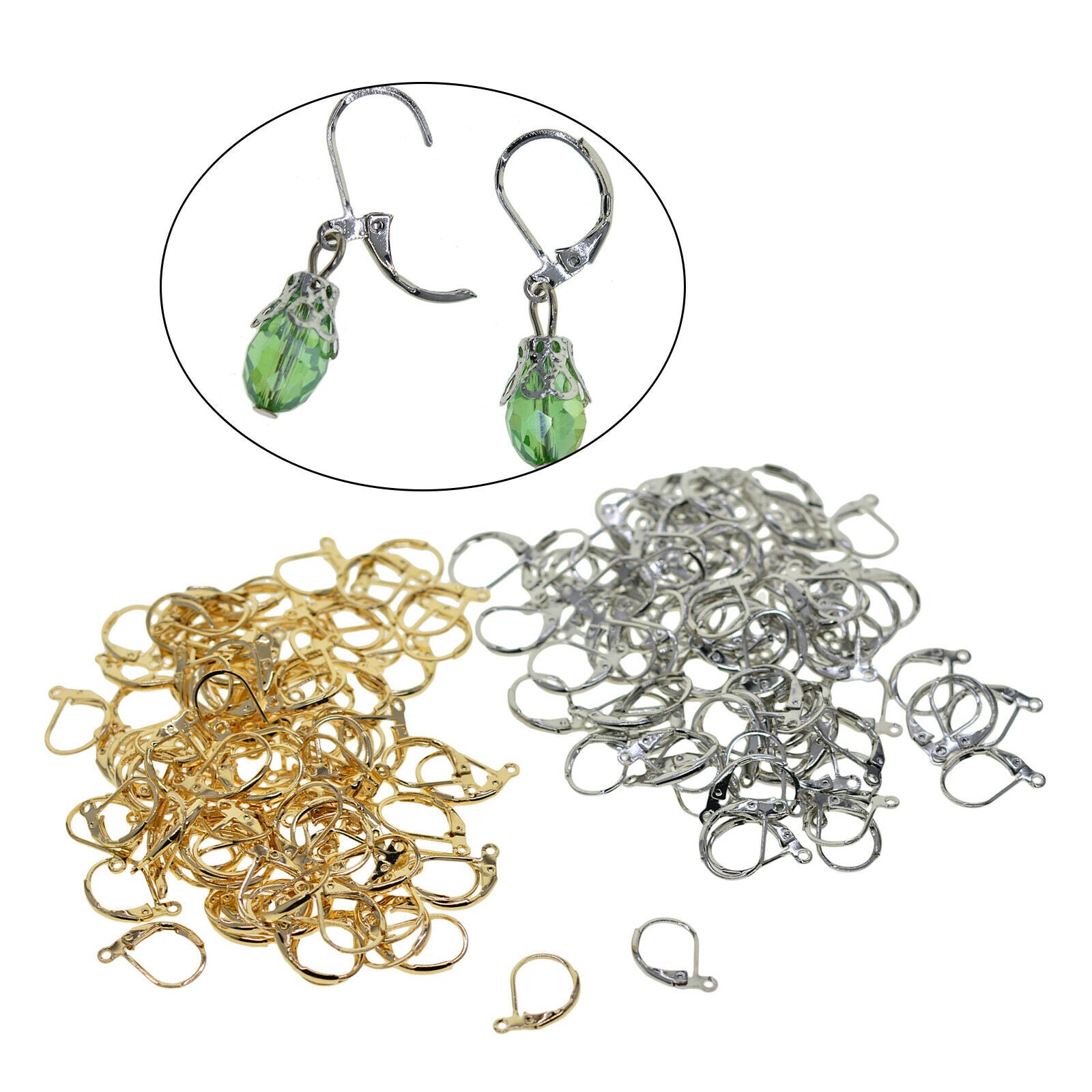 200x Lever Back Earring Hooks Charms French Ear Wire Clip DIY Craft Jewelry