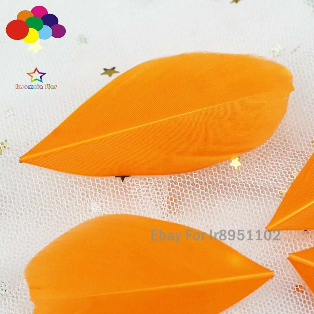 Round head Orange Natural Goose Feathers 5-7CM Plumes for Carnival Halloween 100