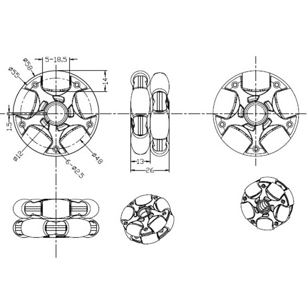58mm Omni Wheel DIY   Robot Competition RC Car Vehicle Mechanical Part