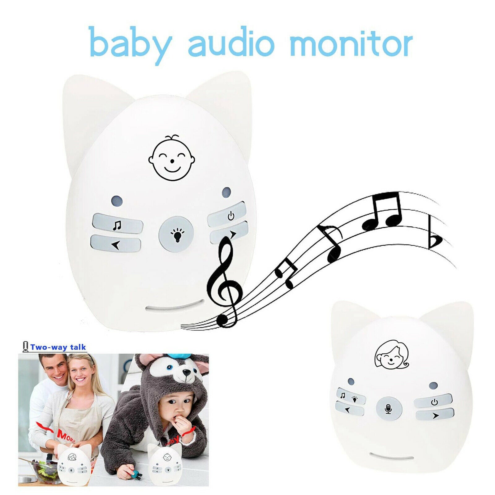 Baby Monitor Digital Audio Crystal Clear Cry Voice AU Plug White AU plug