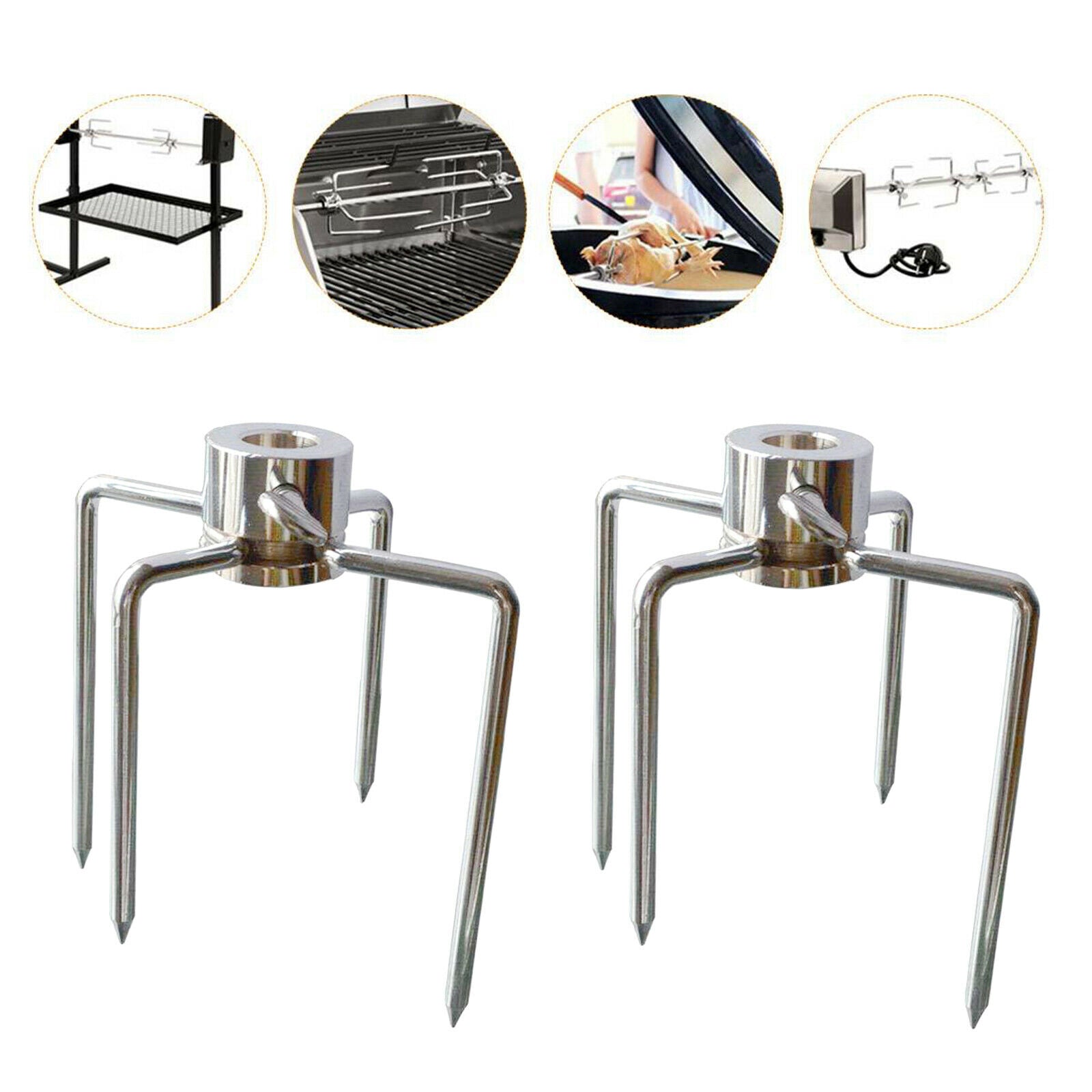 2pcs Stainless Steel BBQ Spit Fork Roaster Chicken Barbecue Accessories