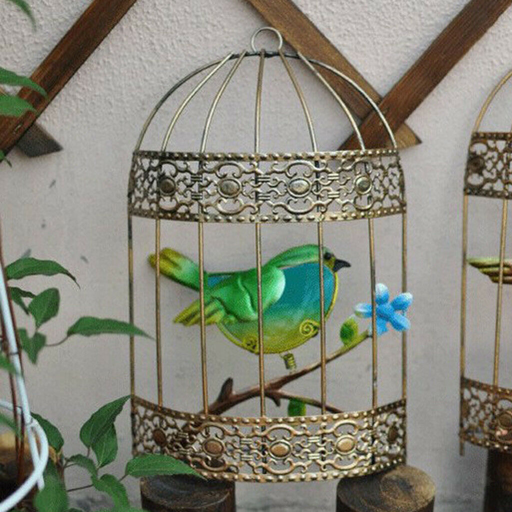 Iron Craft Bird Cage Wall Hanging Statue Home Wall Ornaments Sculpture