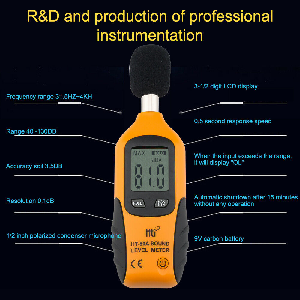 Digital LCD Noise Tester 40-130dB Handheld Sound Meter Noise Measuring Meter NEW