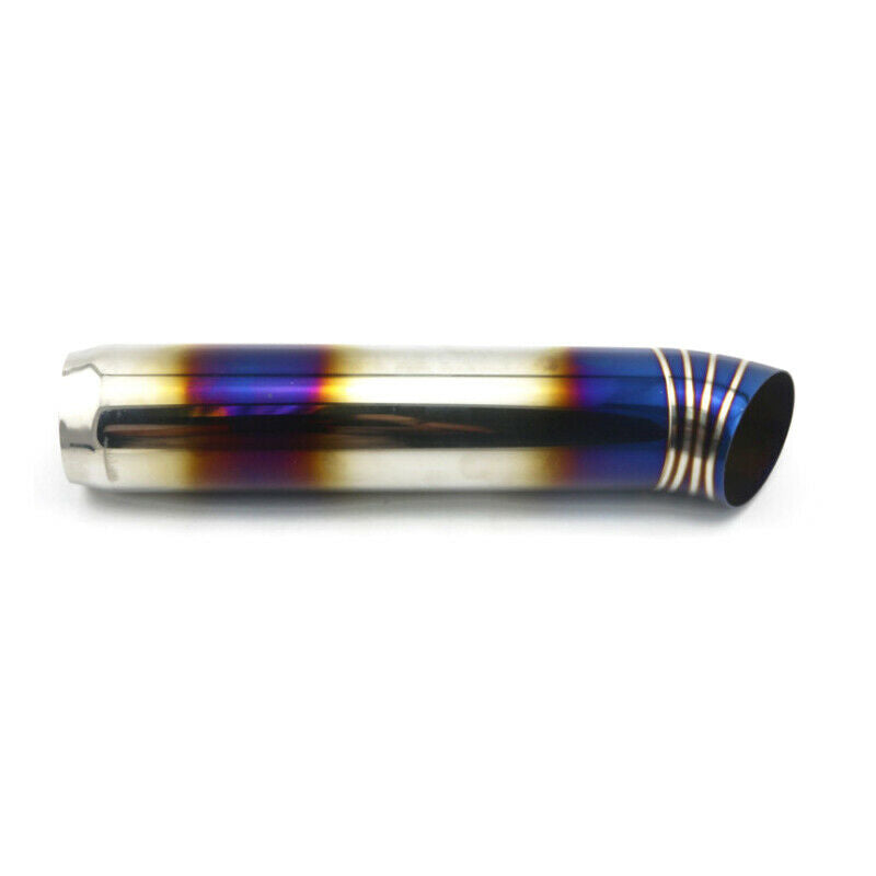 76mm-67mm Car Muffler Exhaust Pipe Tip Half Bend Stainless Chrome Baking Blue