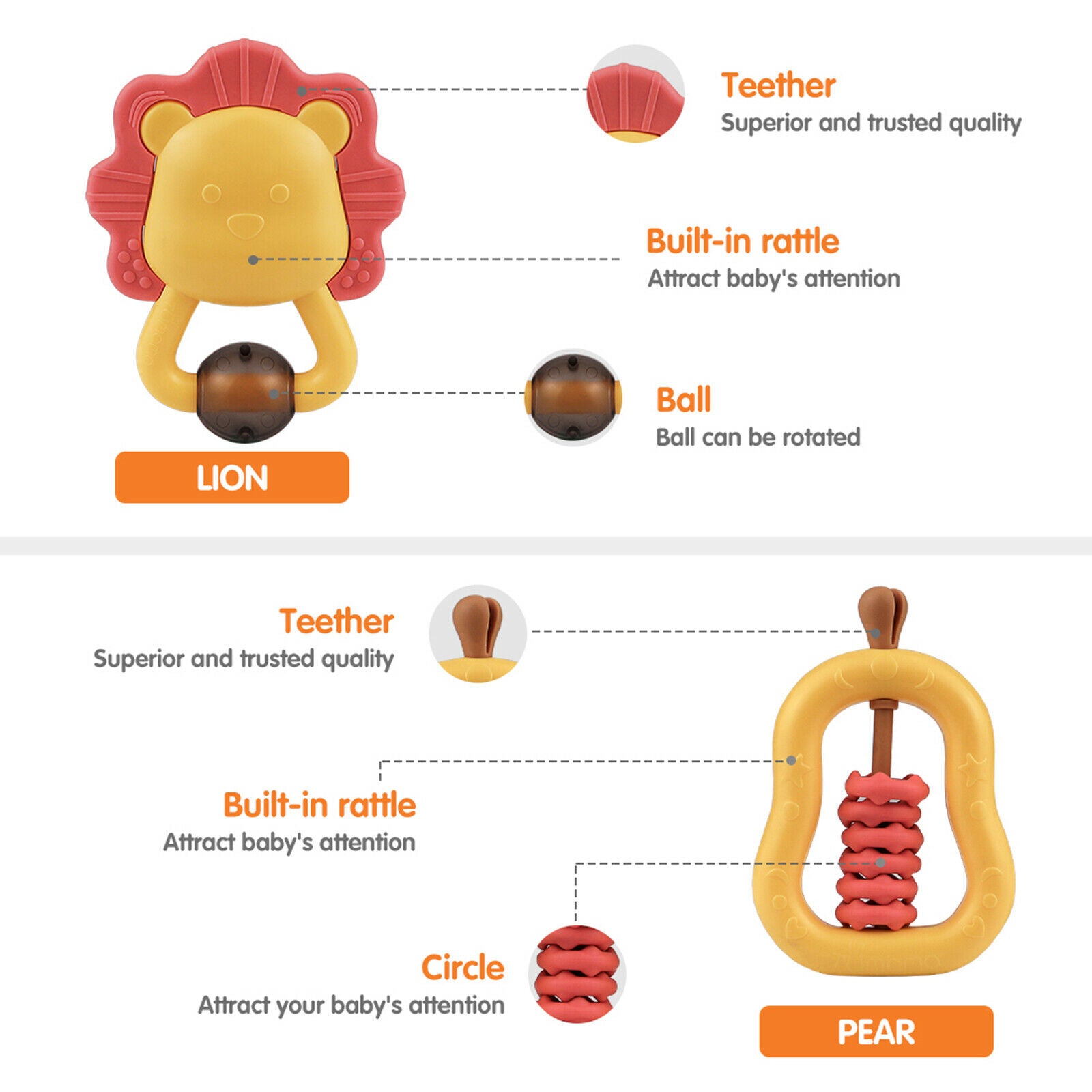 10pcs Newborn Baby Rattle Set Infant Teething Rattles Easy Grip Shaking Toys