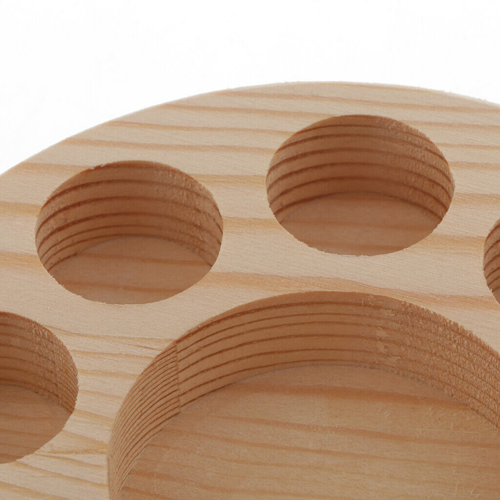 Round Wood Storage Rack Organizer Essential Oil Holder Cosmetic Tray Shelf