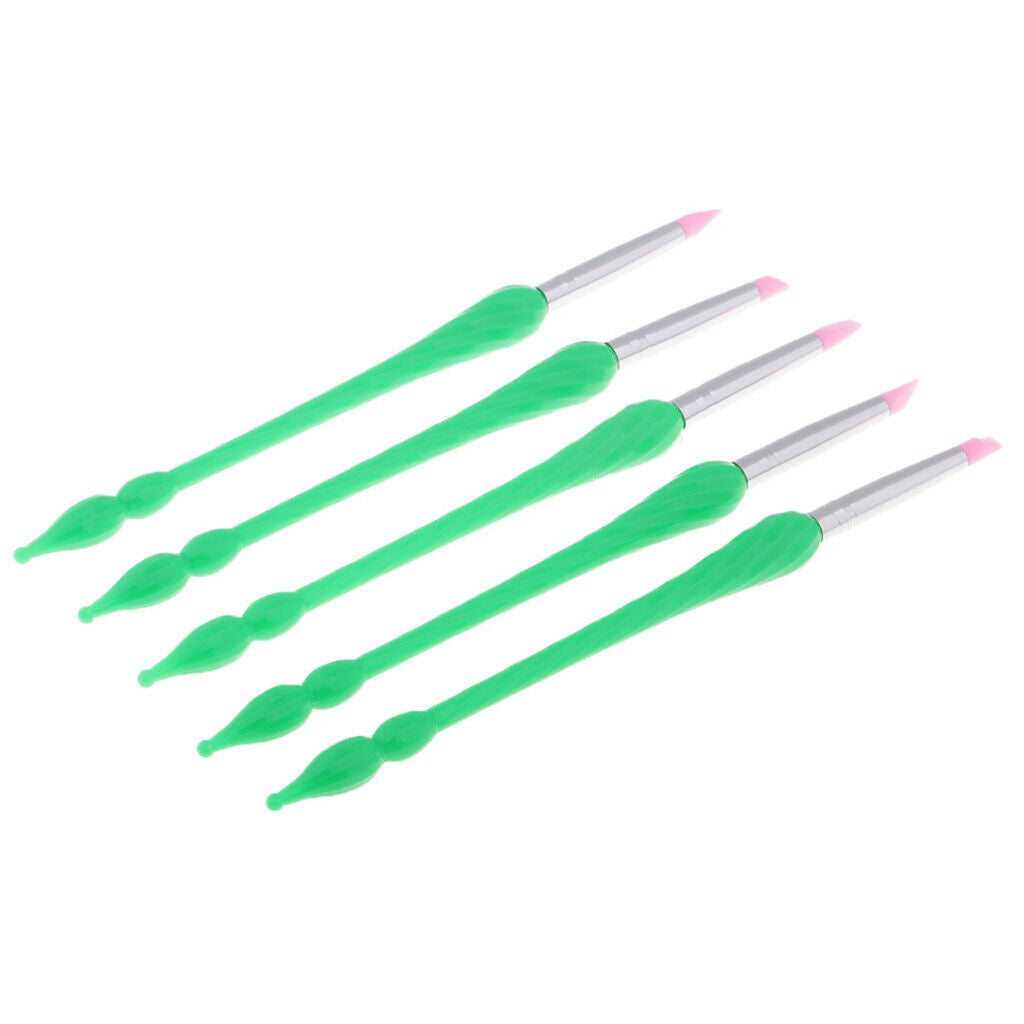 5pcs Professional Nail Art Brush UV Gel Polish Drawing Liner Painting Pen Green