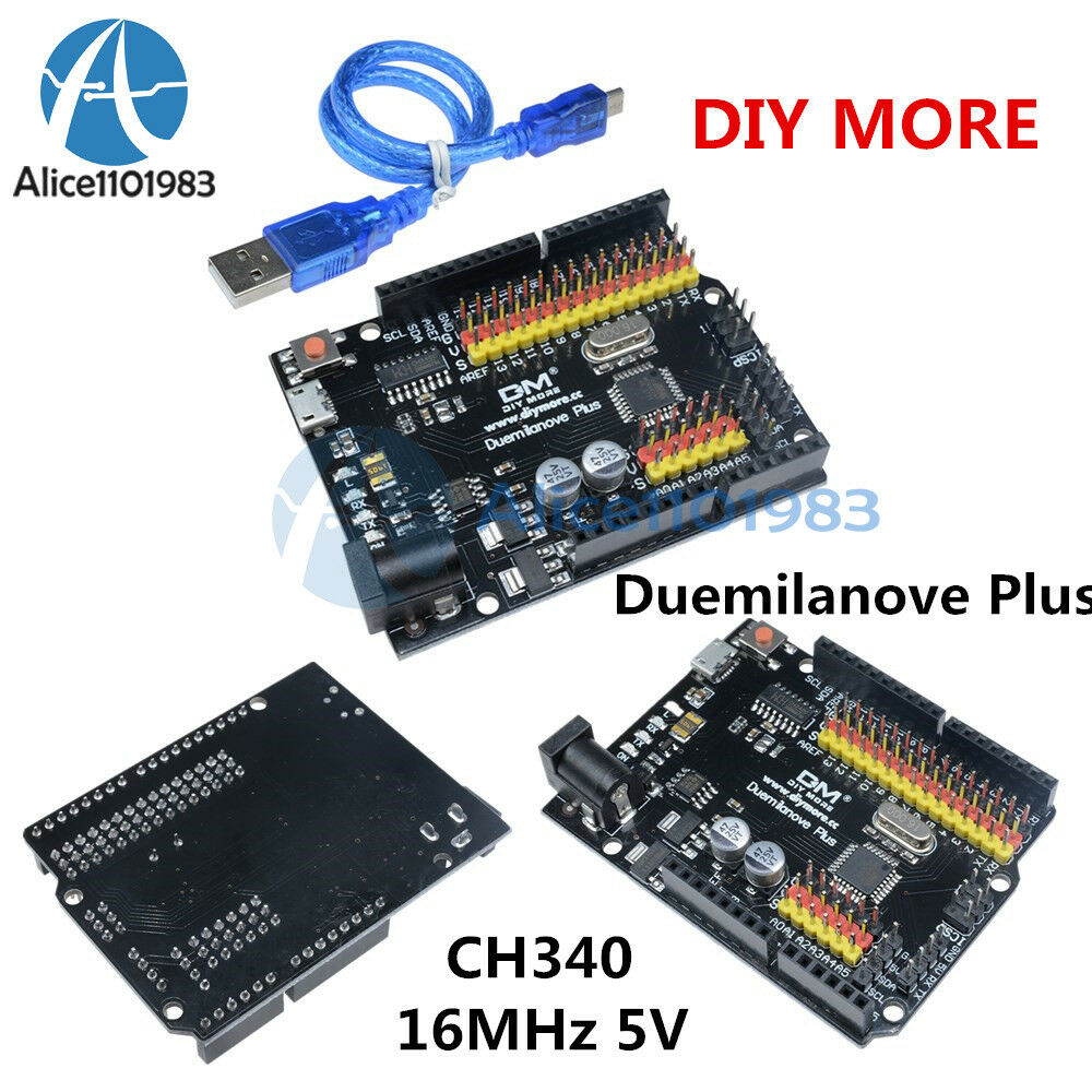 Duemilanove Plus Board ATmega328P CH340 5V 16Mhz USB Cable Replace FT232 Arduino