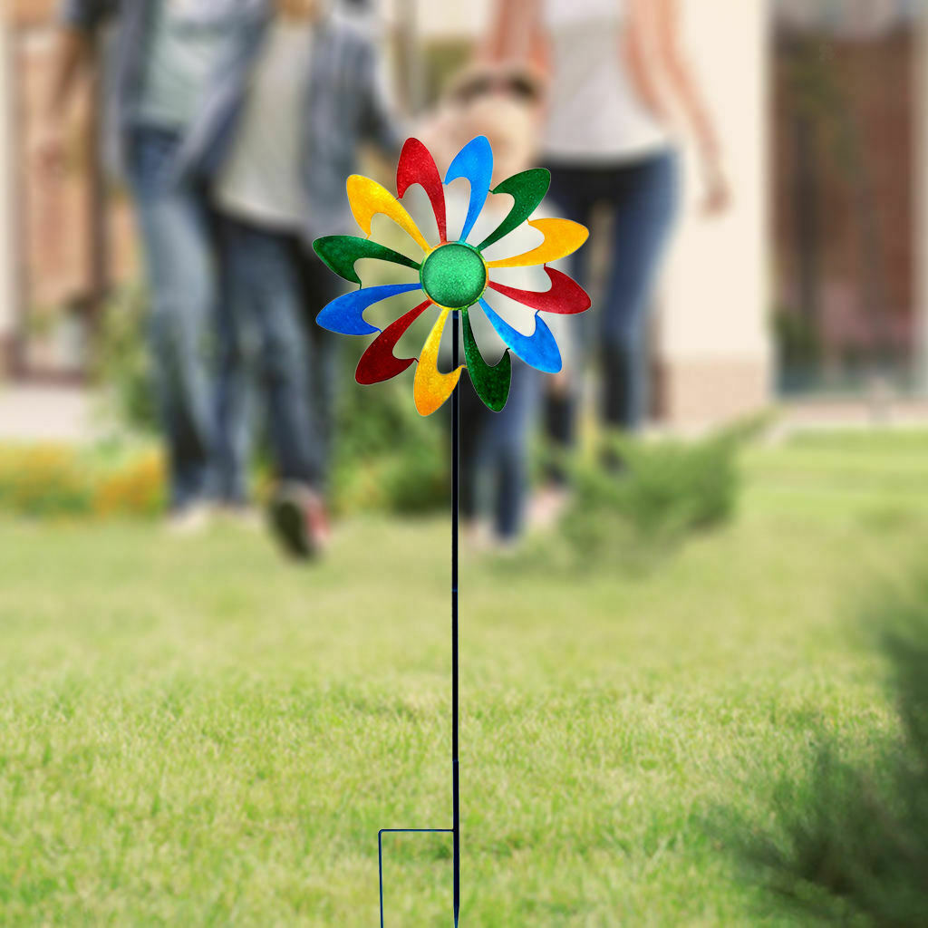 Metal Windmill Stake Spinner Outdoor Yard Art Decor for Yard Decorations Garden