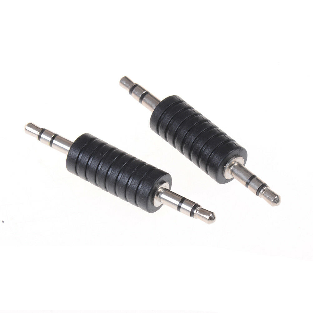 5X 3.5mm stereo male to male jack audio plug connector coupler adapter joiner_DD
