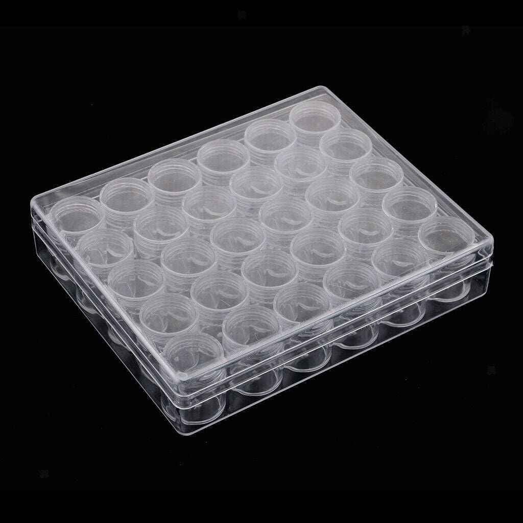 30 Slots Clear Jewelry Beads Container Makeup Cosmetic Organizer Storage Box