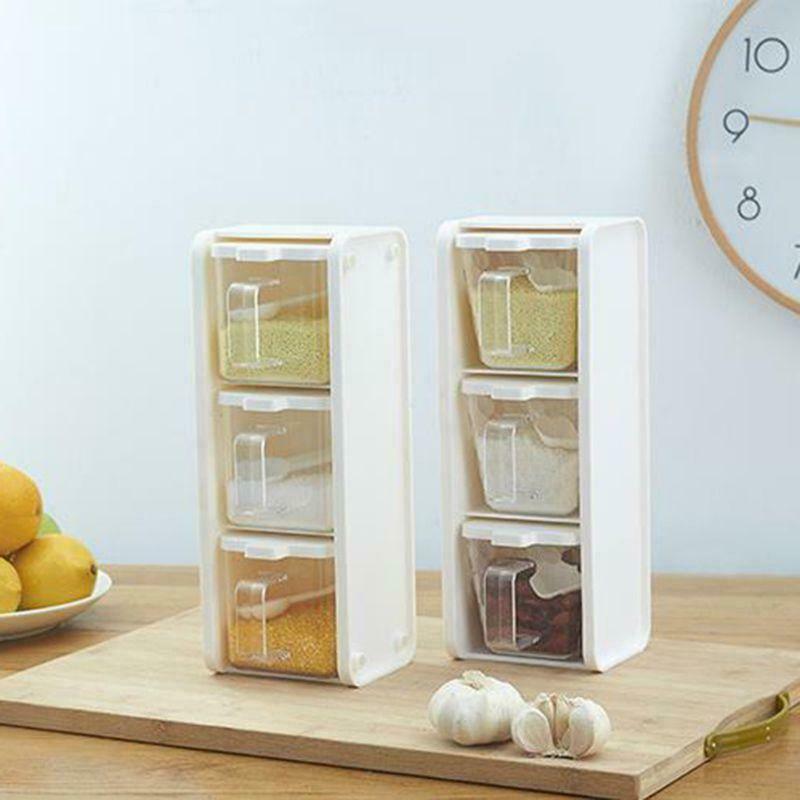 Spice box with lid storage container transparent handle kitchen spice jar