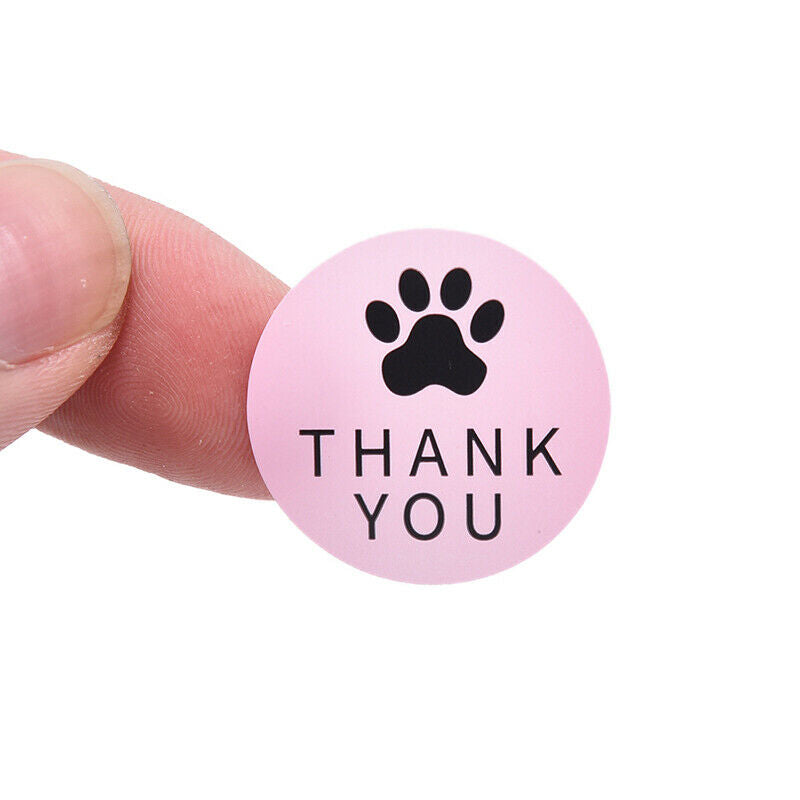 500PCS Pink Thank You Stickers Seal Labes Dog Paw Print Gift Stationery S.l8