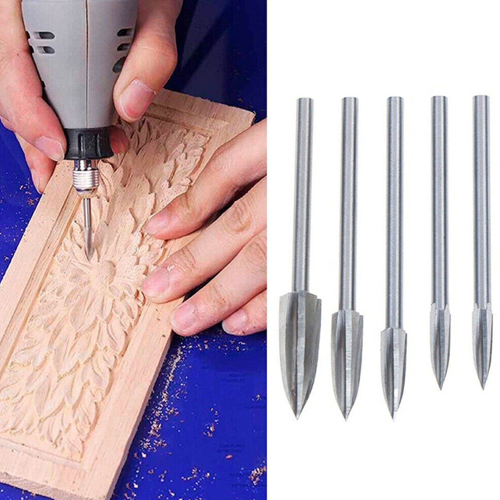 Wood Carving And Engraving Drill Bit Milling Root Cutter Carving Tools 5PCS/Set