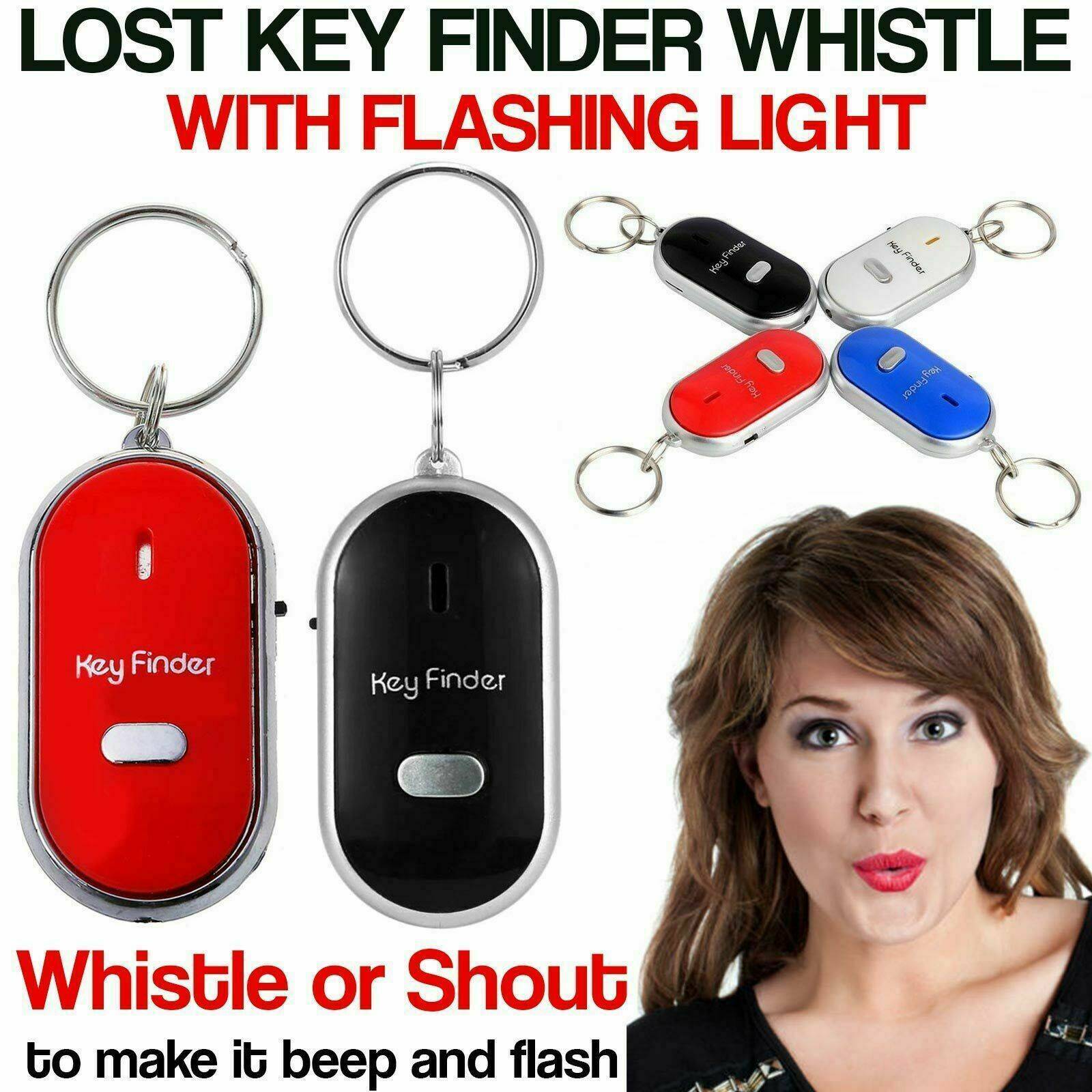 LED Key Finder Locator Find Lost Keys Keychain Whistle Sound Key Holder Rings.