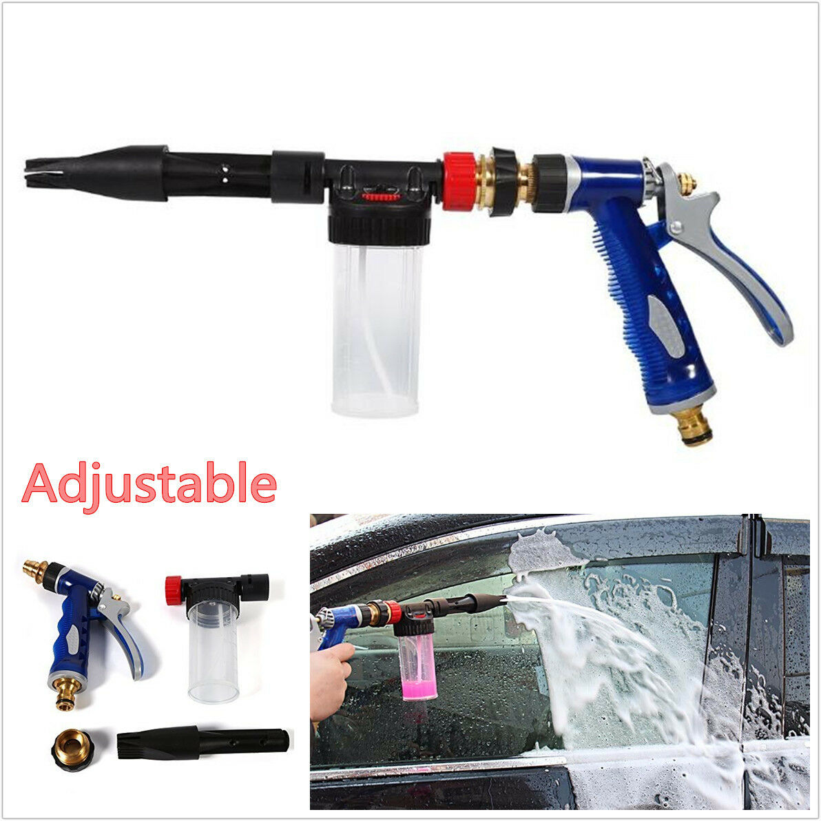 2in1 Adjustable Foamaster Snow Foam Water Car Clean Wash Spray Gun Lance Sprayer