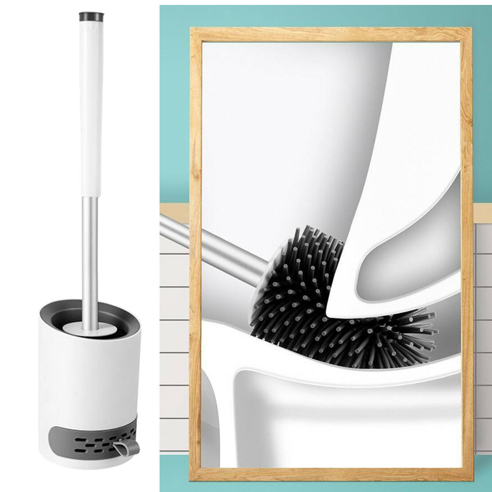 Toilet Brush with Holder Floor-Standing Wall-Mounted Base not include diatom mud