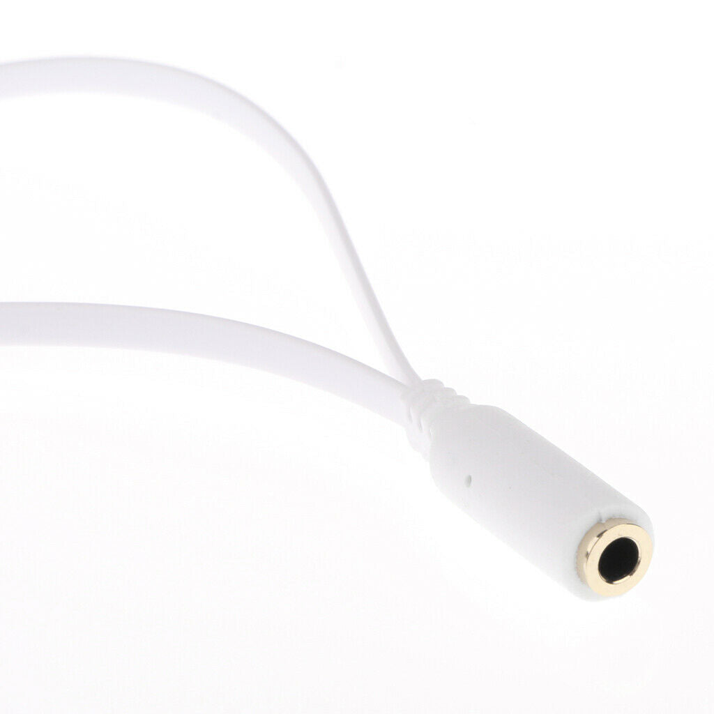 3.5mm stereo male to 2x female audio Y-splitter extension cable -White