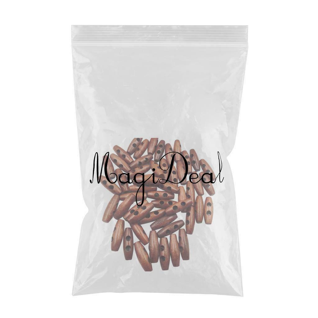 200pcs Olive Shape Wooden Toggles Button 2 Holes Sewing Button Clothes Decor