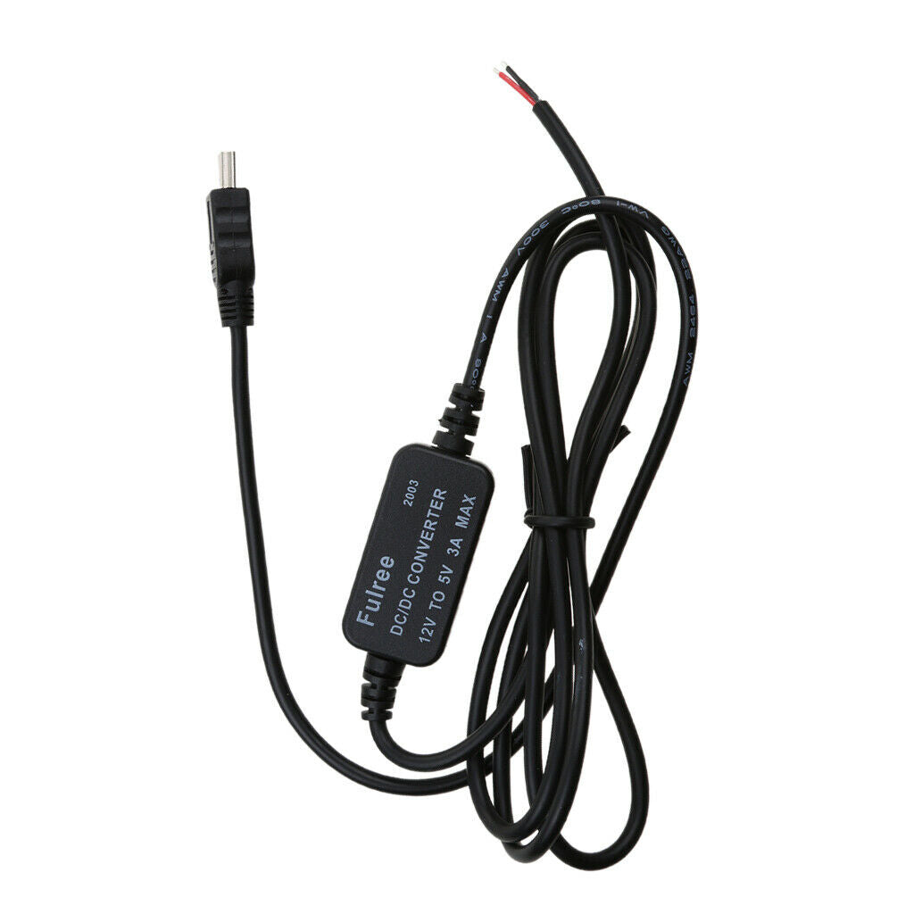 2x DC 12V to 5V Mini USB Wire Cable Car Charger for Camera Recorder DVR 1m