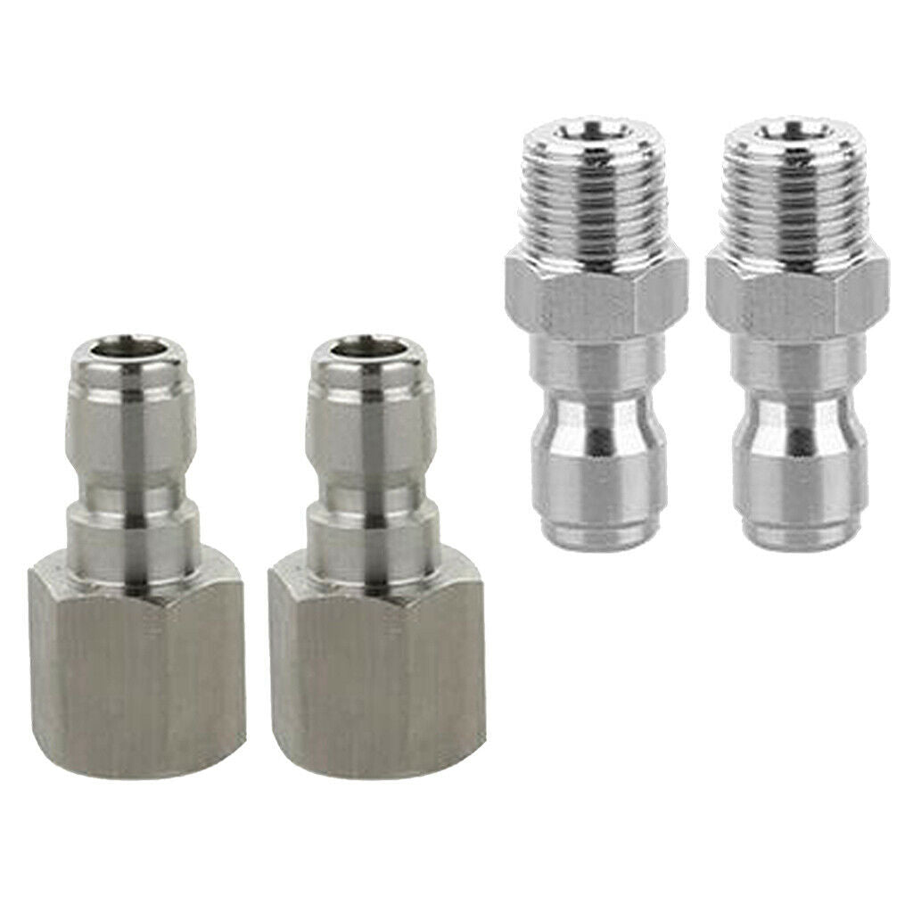 4Pcs Stainless Garden Hose Quick Connect Fitting Pressure Washers 1/4'' Male