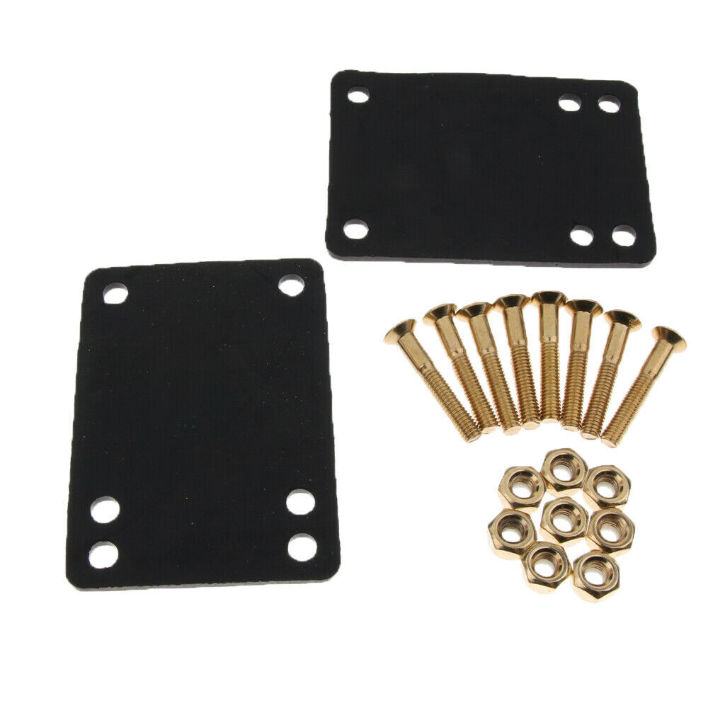 Skateboard Riser Pads 3mm Black with 8 Sets Skateboard Screws Hardware 29mm