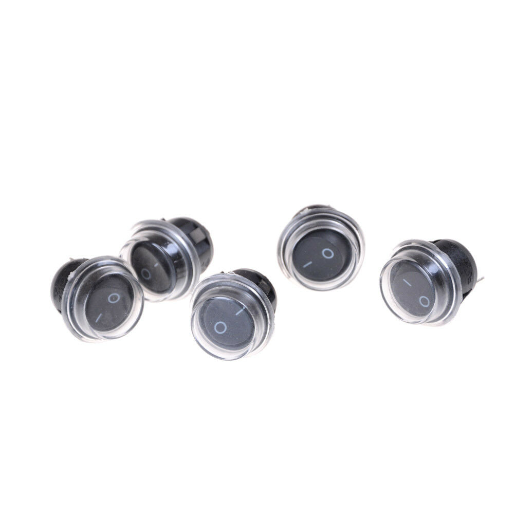 5x Car 12V Round Rocker Boat Toggle SPST ON/OFF Switch + Waterproof Cover D WF