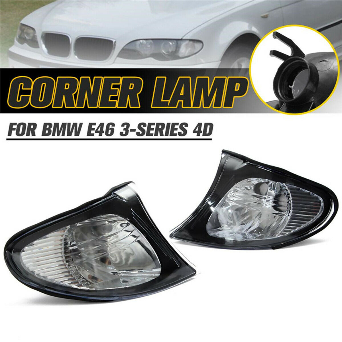 Pair Corner Turn Signal Light For 2002-2005 BMW 325i 330i 325xi 330xi 4-Door