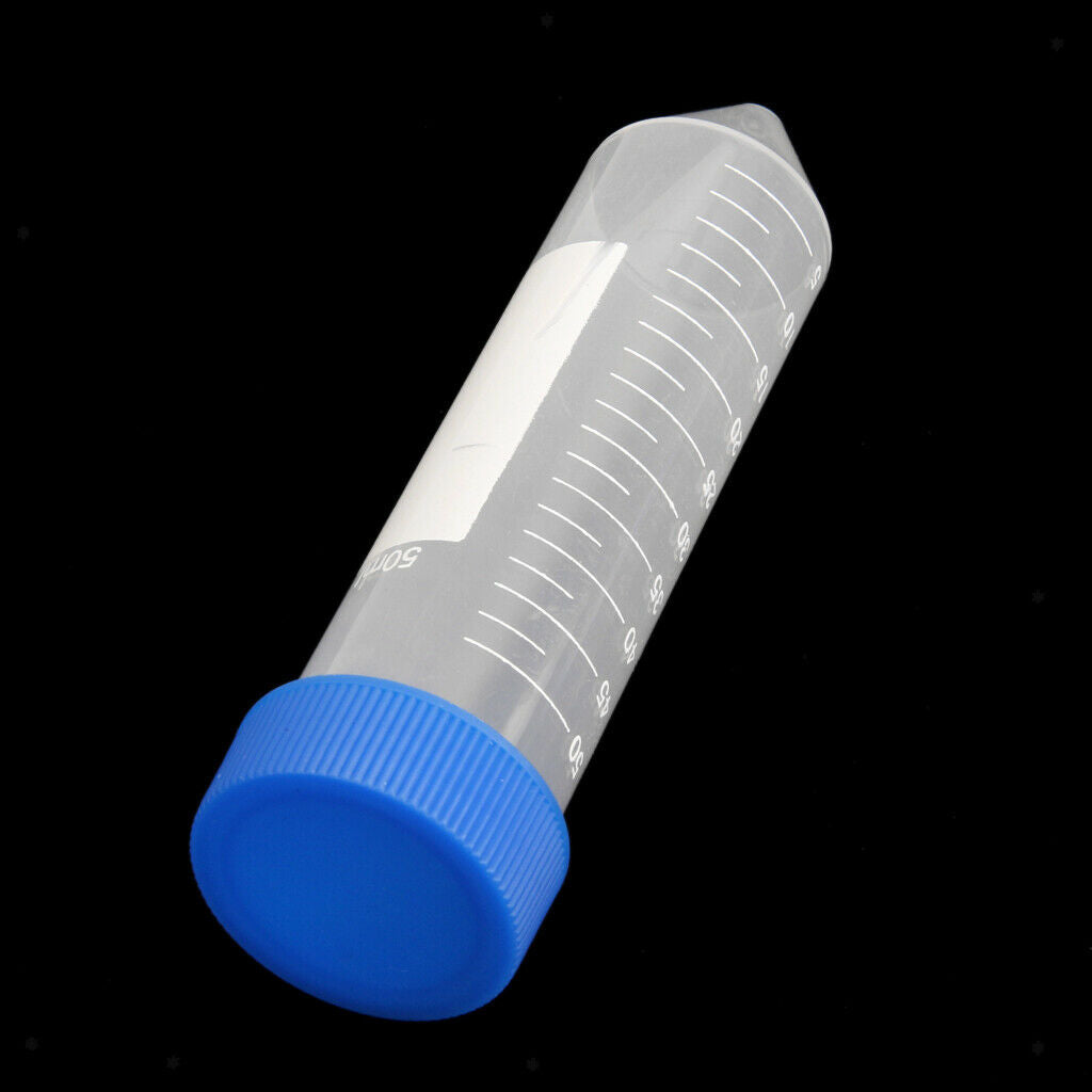 4X 5pcs 50ml Plastic Graduated Cylinder Centrifuge Tube Laboratory Test w/ Caps