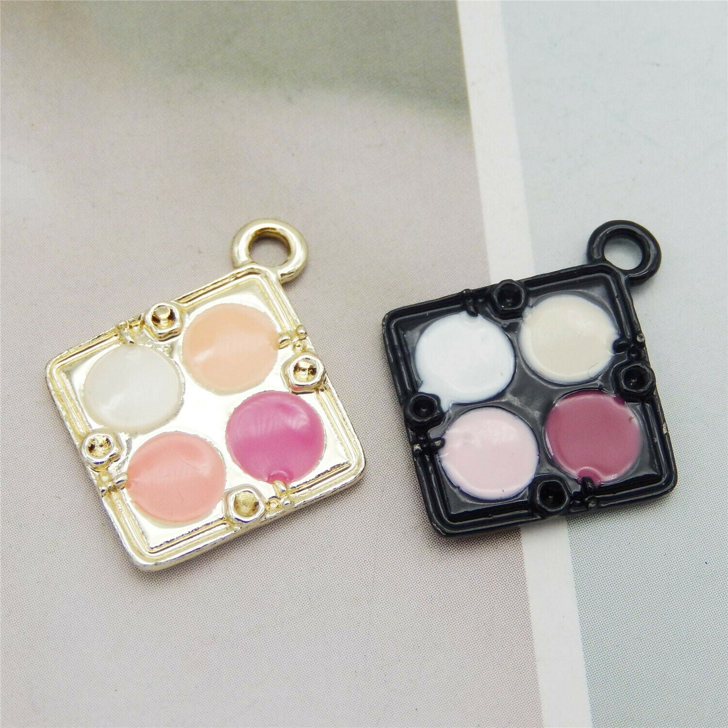 10 pcs Mix Eye shadow Enamel Charm Cosmetic Alloy For Earring Pendant 24*20mm