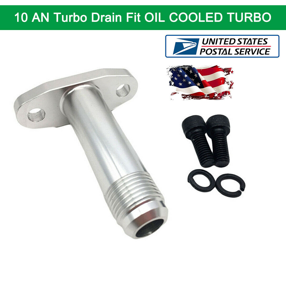 51mm Extended 10 AN Turbo Drain Fitting Fits T3 T4 T04B Turbochargers Flange
