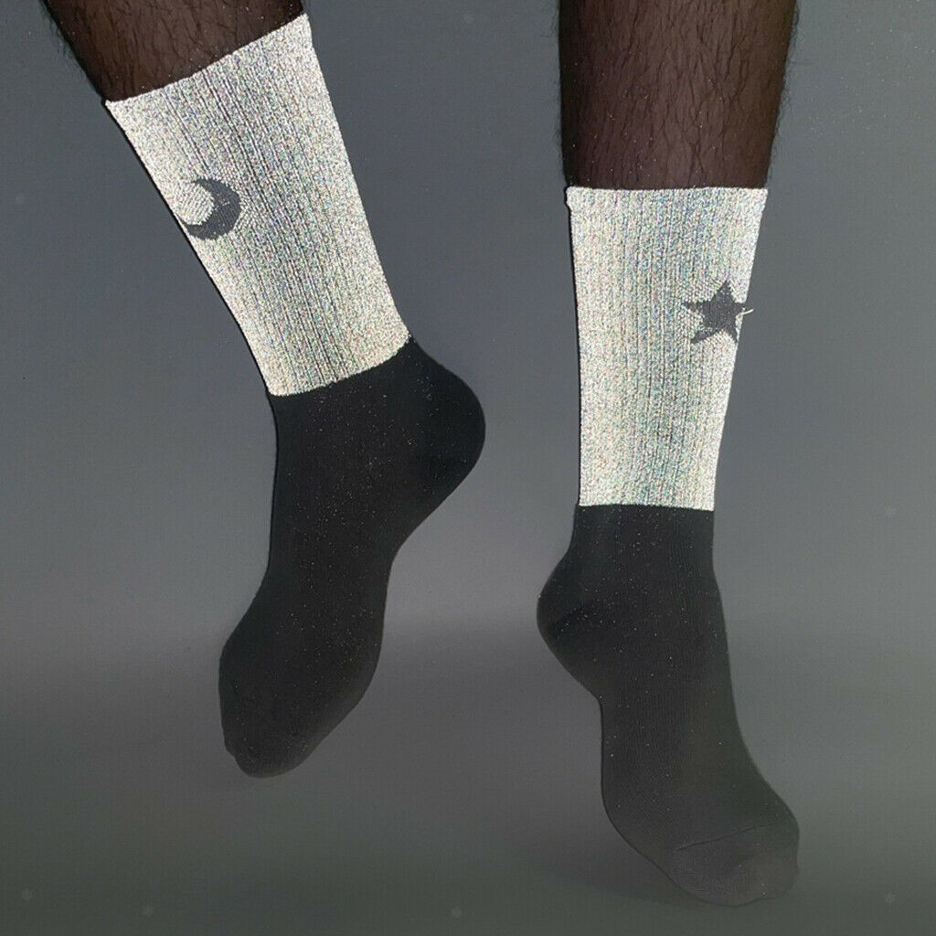 Women Cotton Reflective Socks Crew Socks Stockings Cycling Breathable Socks