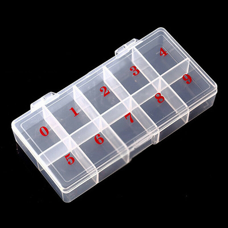 10 Plastic Storage Box Case Nail Art False Tips Gems  Makeup Empty Container