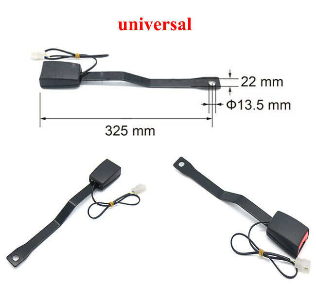 13.5mm Camlock Auto Car Seat Belt Lock Buckle Plug With Warning Cable 325mm