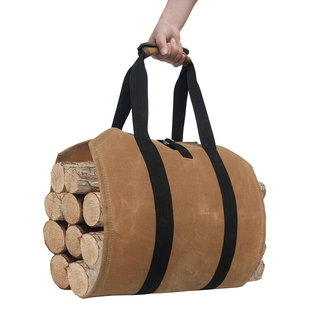 Canvas Waterproof Wood Bag Handbag Heavy Duty Log Carrier Stove Accessories