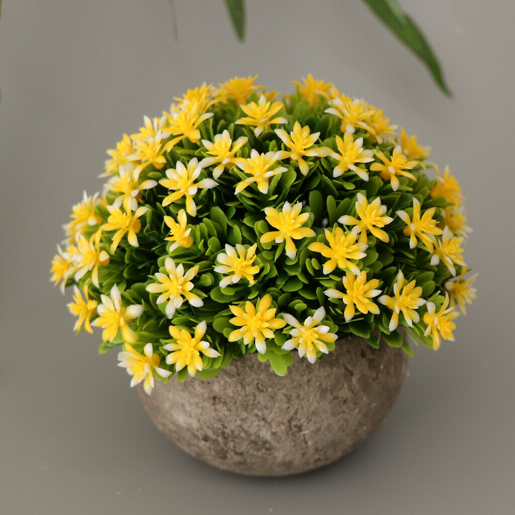 Artificial Gypsophila Potted Flower Plastic Mini Plants Home Decor Yellow