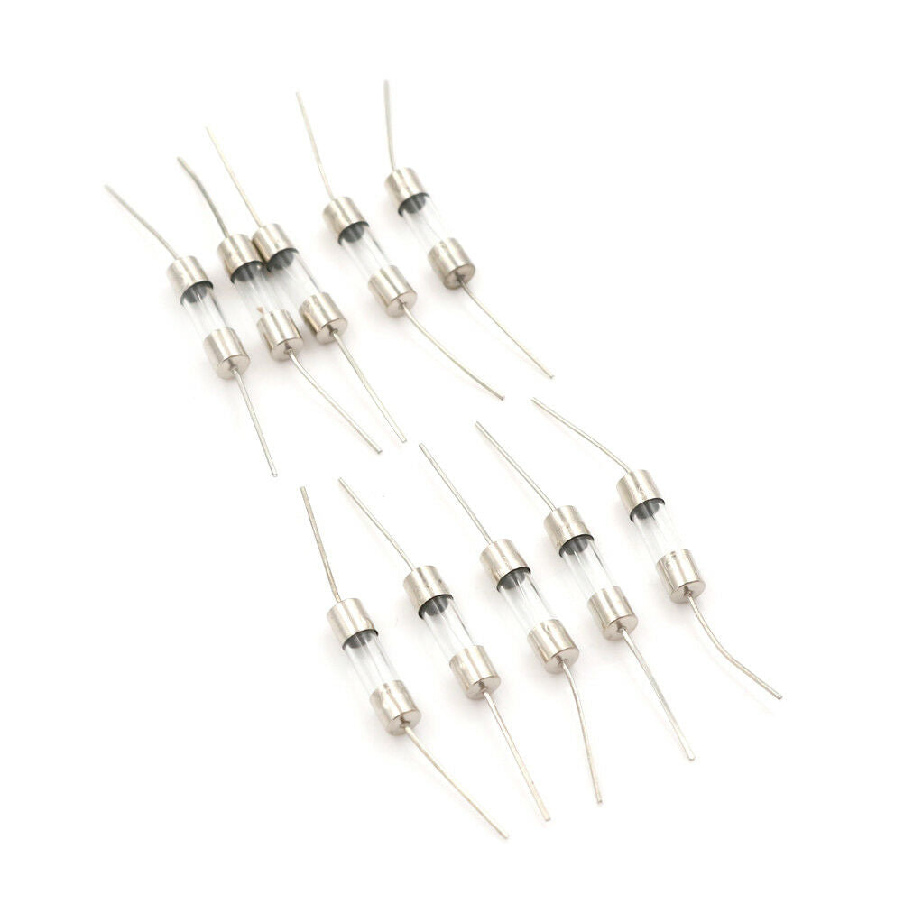 10pcs Glass Tube Fuse Axial Leads 5*20mm 6.3A F6.3A 250V Fast Quick Blow AU. DD