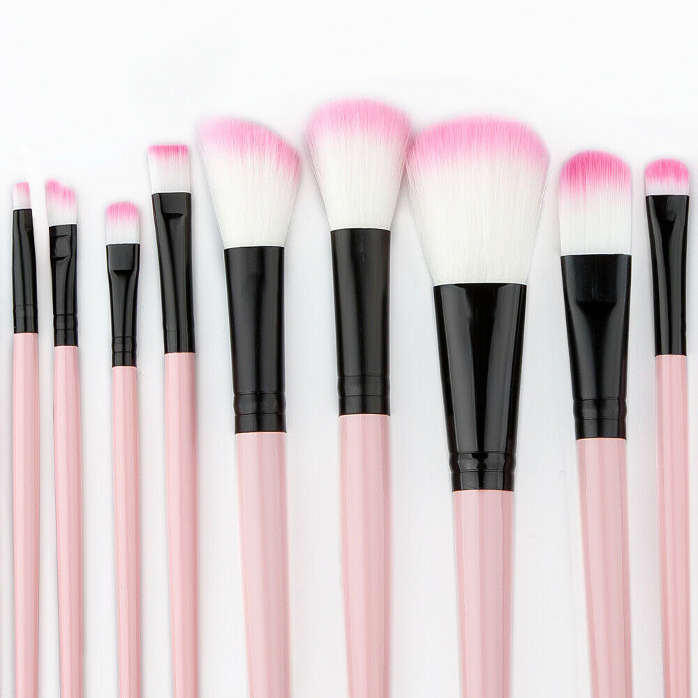 32x Pink Wood Make Up Brushes Kit Powder Concealers Blush Brush with Bag