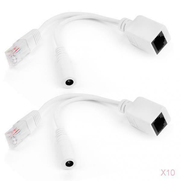 10x Set of 2Pcs Power over Ethernet Passive PoE Adapter Injector + Splitter Kit